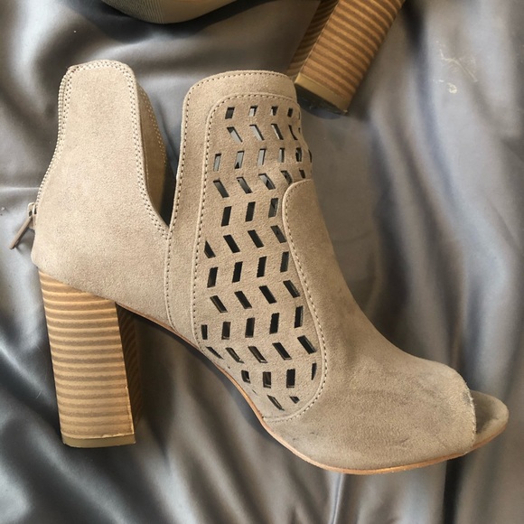 Taupe Suede Ankle Booties - Picture 2 of 3